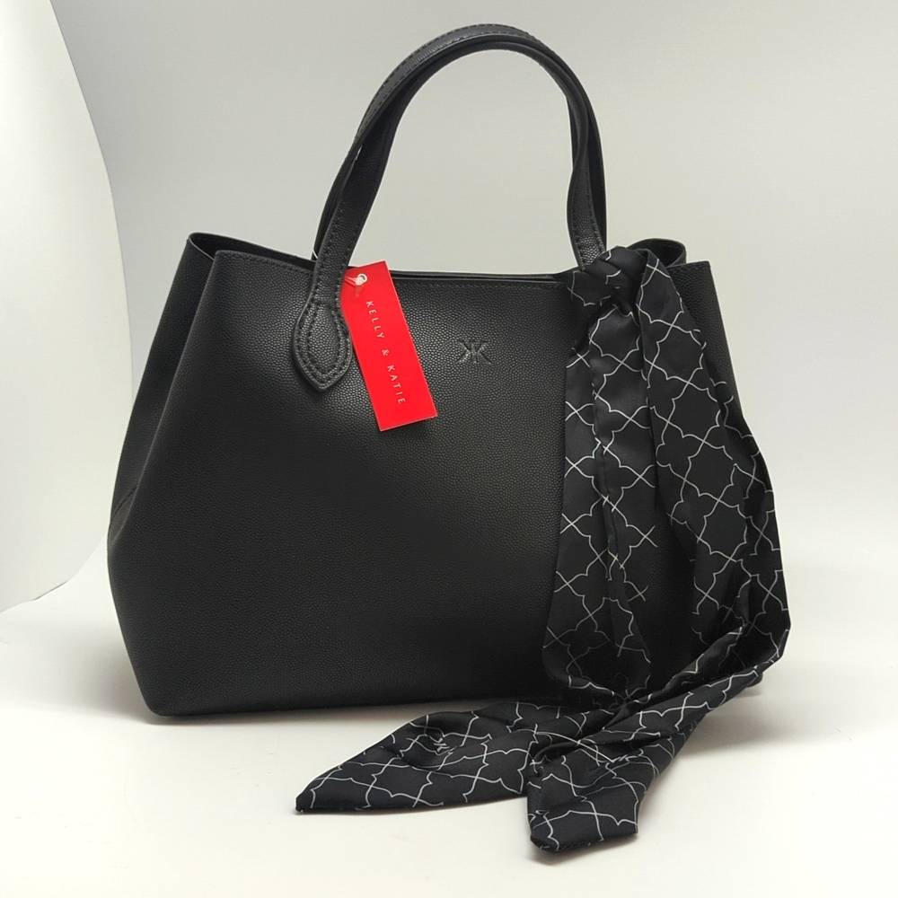 Kelly & Katie black crossbody purse satchel handbag with handles.